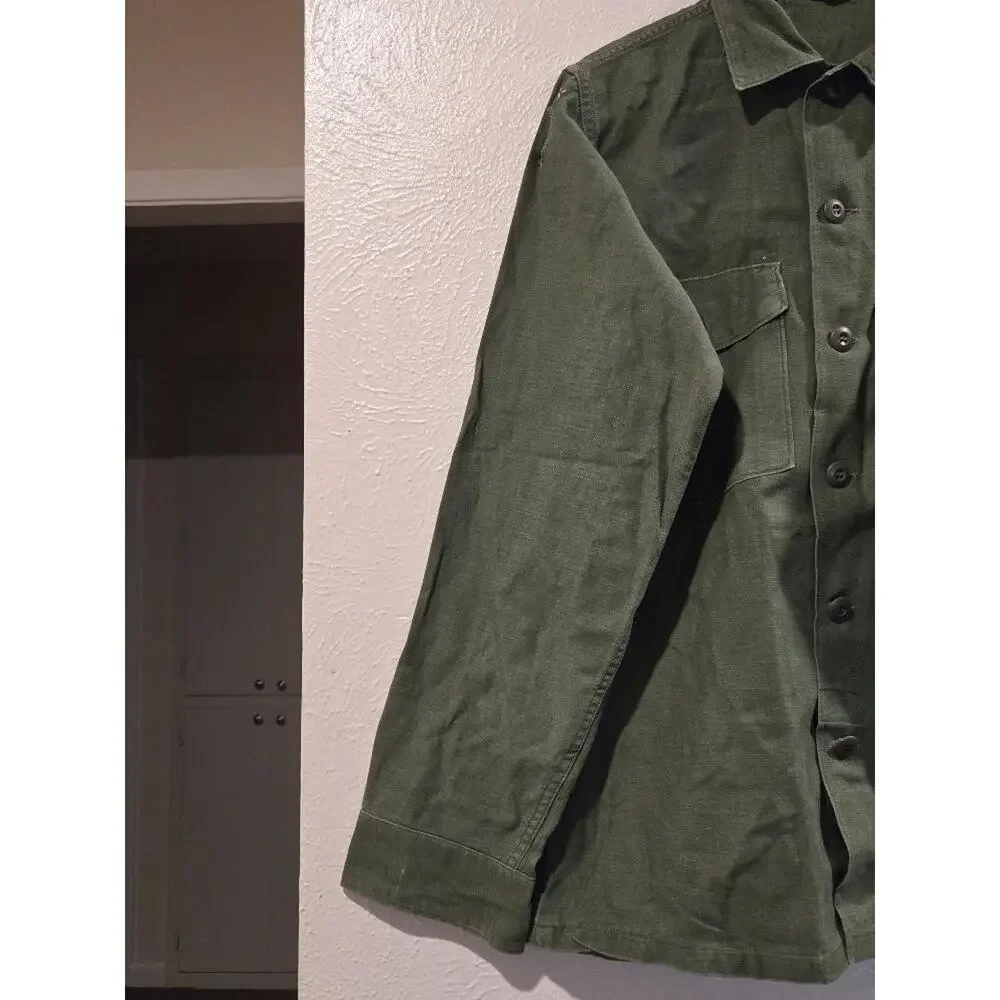 VTG 1971 Vietnam US Army OG-107 Sateen Shirt 14 1/2 X33 NSN:8405-781-8946 #K79k